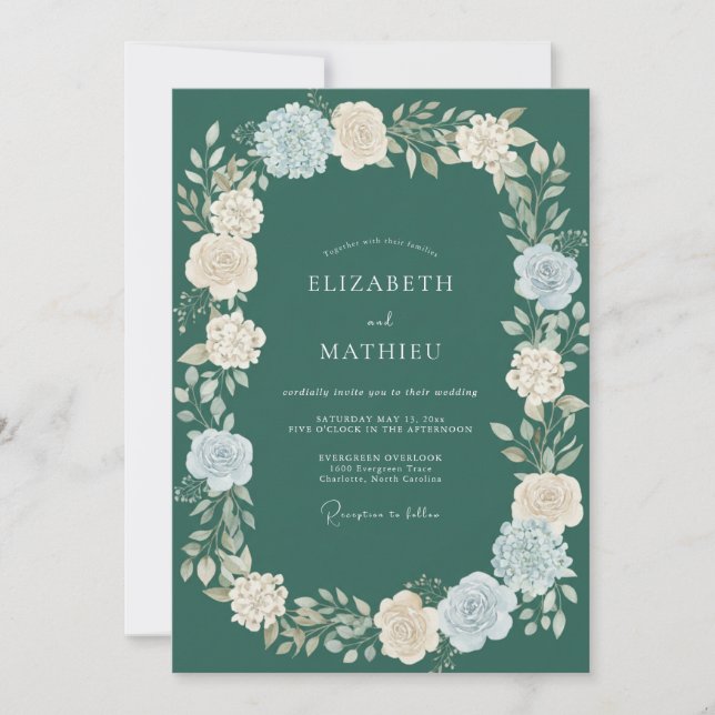 Invitación Boda Pétalo de Petróleo Profundo (Anverso)