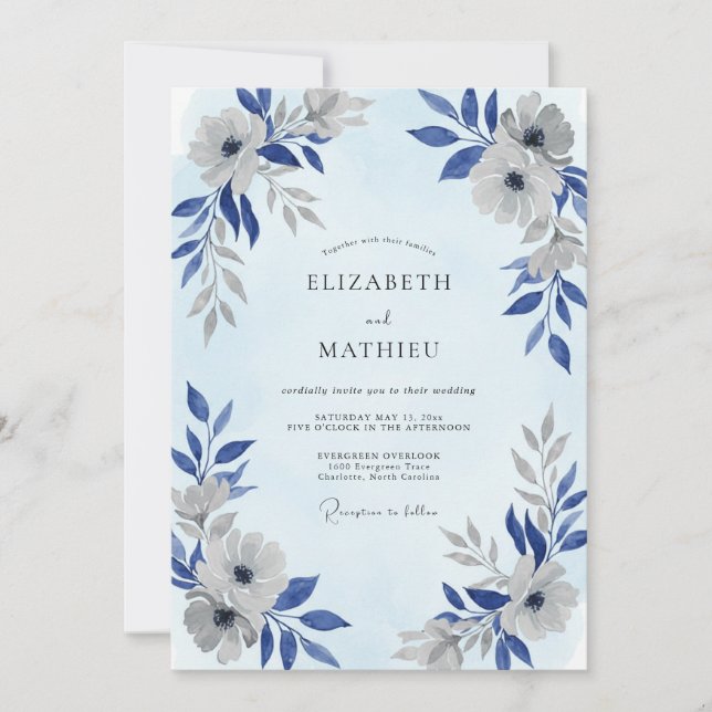 Invitación Boda Pétalo de Plata Centaurea (Anverso)