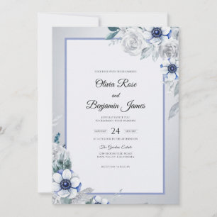 Invitación Boda Pétalo de Plata Cobalto
