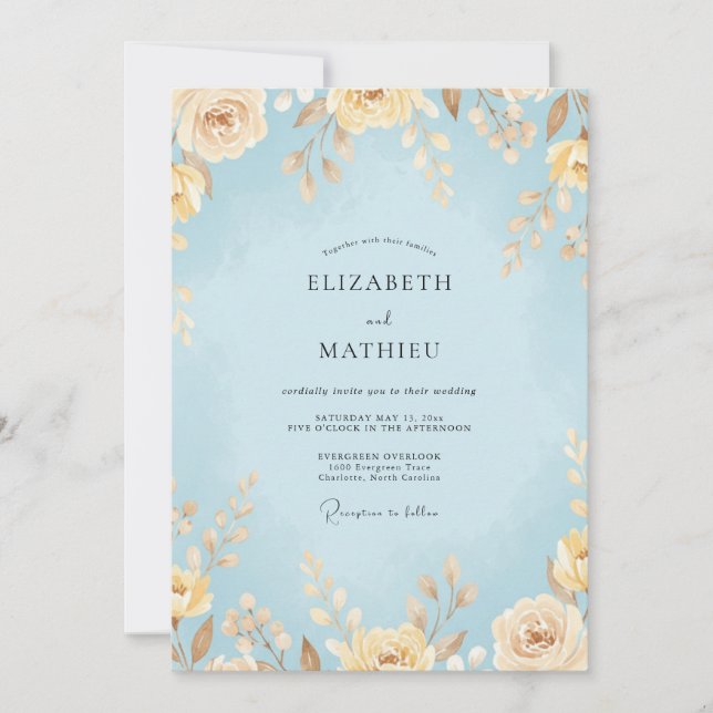 Invitación Boda Pétalo de Polvo de Champán (Anverso)