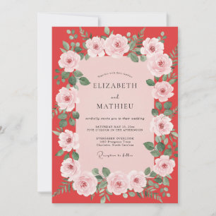 Invitación Boda Pétalo de Rubor Carmesí