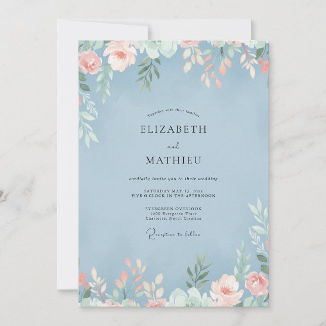 Invitación Boda Pétalo de Rubor de Centaurea (Anverso)