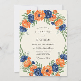 Invitación Boda Pétalo de Tangerina Cobalto