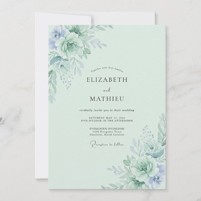 Invitación Boda Pétalo de Vinca Espuma de Mar (Anverso)