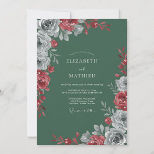 Invitación Boda Pétalo del Bosque Carmesí