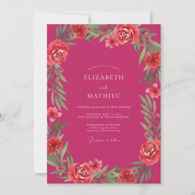 Invitación Boda Pétalo Frambuesa (Anverso)