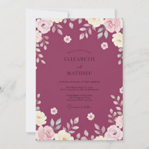 Invitación Boda Pétalo Frondoso Ciruela