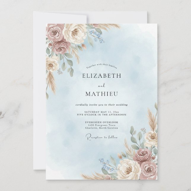 Invitación Boda Pétalo Gris Taupe (Anverso)