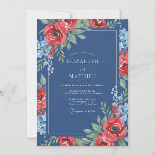 Invitación Boda Pétalo Índigo Carmesí