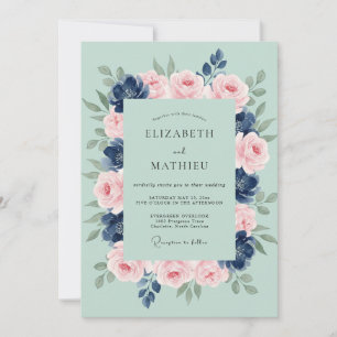 Invitación Boda Pétalo Índigo Espuma de Mar