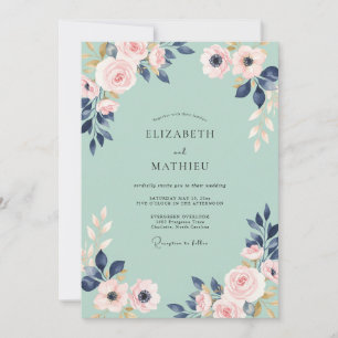 Invitación Boda Pétalo Índigo Menta