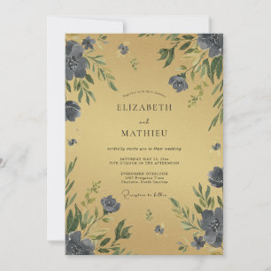 Invitación Boda Pétalo Índigo Ocra