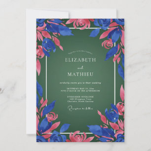 Invitación Boda Pétalo Magenta Cobalto