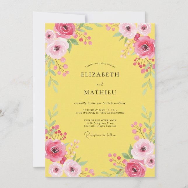 Invitación Boda Pétalo Magenta Soleado (Anverso)