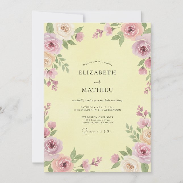 Invitación Boda Pétalo Malva Mantequilla (Anverso)
