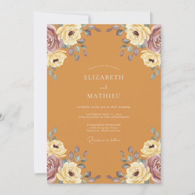Invitación Boda Pétalo Malva Miel (Anverso)