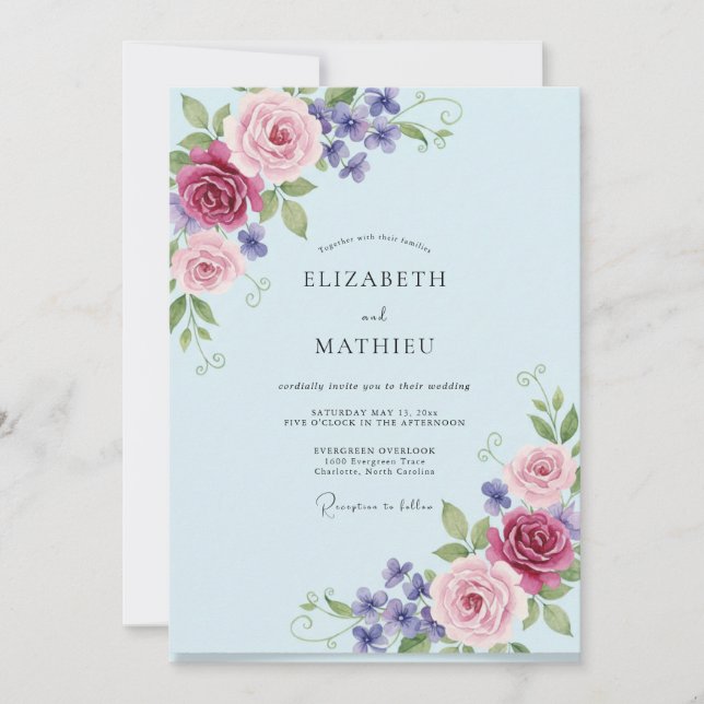 Invitación Boda Pétalo Malva Periwinkle (Anverso)