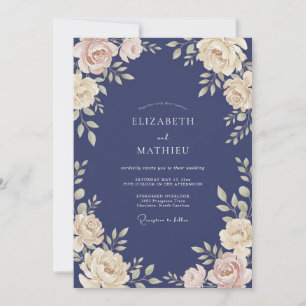 Invitación Boda Pétalo Marfil Índigo