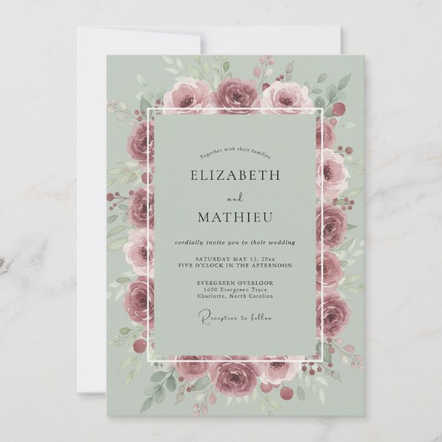 Invitación Boda Pétalo Niebla Malva (Anverso)