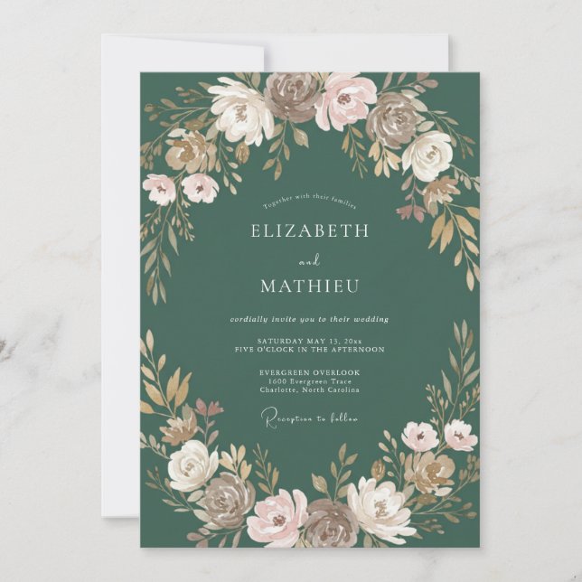 Invitación Boda Pétalo Pintado Juniper (Anverso)