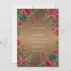 Invitación Boda Pétalo Rojo Bronce