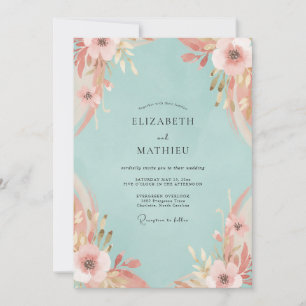 Invitación Boda Pétalo Rosa Aqua