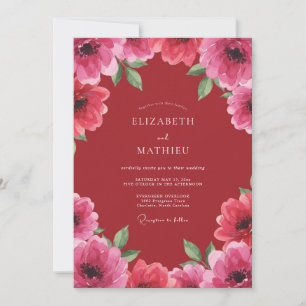 Invitación Boda Pétalo Rosa Carmesí
