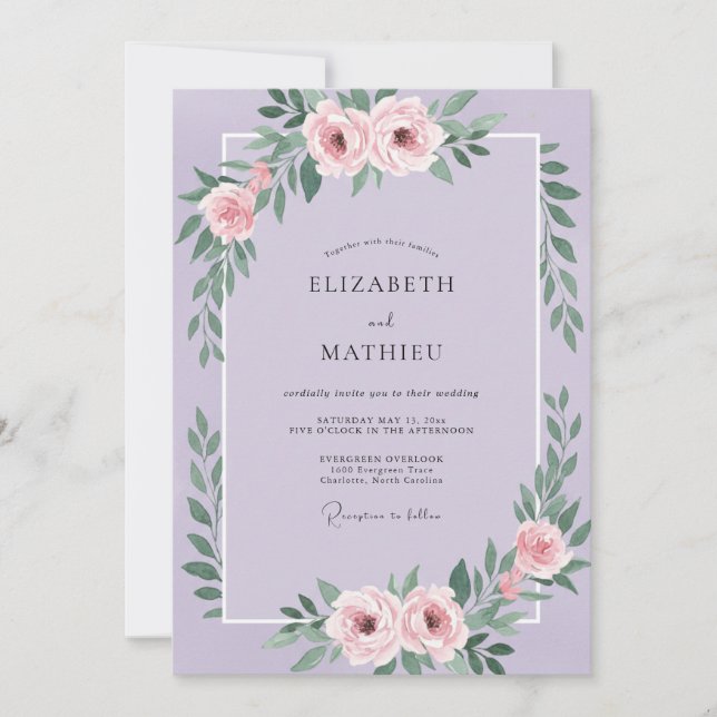 Invitación Boda Pétalo Rosa Orquídea (Anverso)