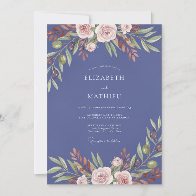 Invitación Boda Pétalo Rosa Periwinkle (Anverso)
