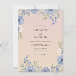 Invitación Boda Pétalo Rosa Rubor de Vinca menor