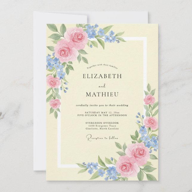 Invitación Boda Pétalo Rubor Mantequilla (Anverso)