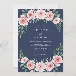 Invitación Boda Pétalo Rubor Medianoche