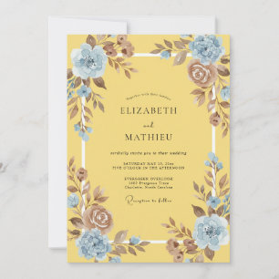 Invitación Boda Pétalo Taupe Amarillo