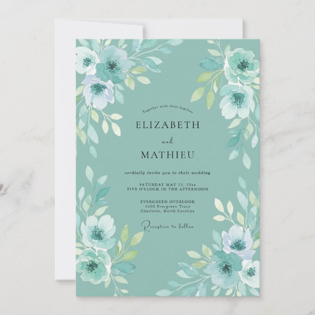 Invitación Boda Pétalo Turquesa (Anverso)