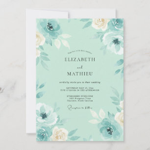 Invitación Boda Pétalo Verde Aguamarina