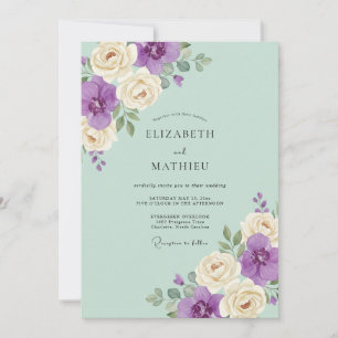 Invitación Boda Pétalo Violeta Menta