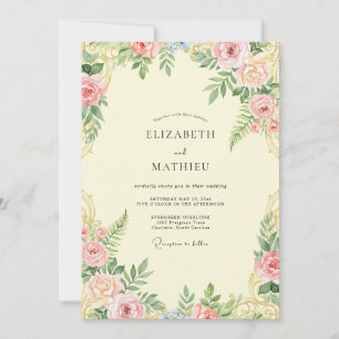 Invitación Boda Pétalos de Coral Crema