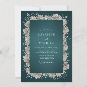 Invitación Boda Petrol Cream Blossom