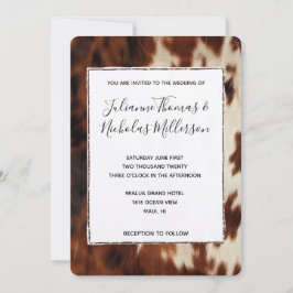 Invitación Boda Piel de vaca de Cream Brown