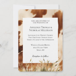 Invitación Boda Piel de vaca de crema marrón