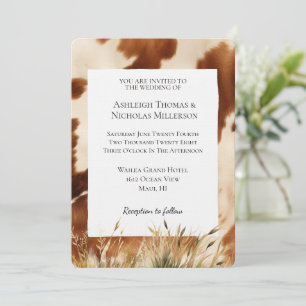 Invitación Boda Piel de vaca de crema marrón