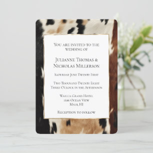 Invitación Boda Piel de vaca occidental de cream marrón