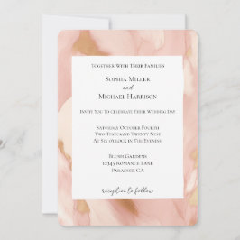 Invitación Boda Piel de vaca Rubor Pink Cream Faux