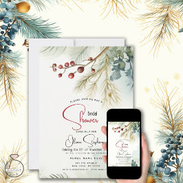 Invitación Boda | Pine Mistletoe acuarela y Berries