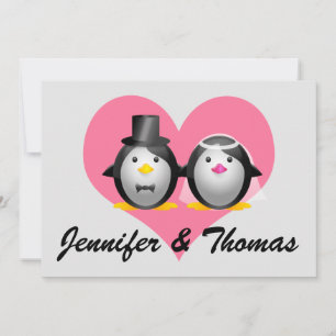 Invitación Boda Pingüinos, Jennifer y Thomas