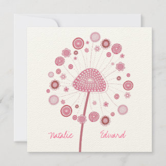 Invitación Boda Pink Dandelion Personalizado Invitado