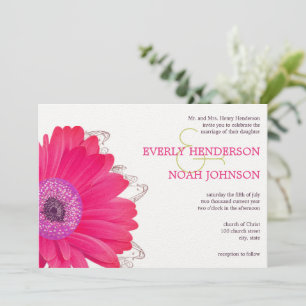 Invitación Boda Pink Floral Gerber Daisy
