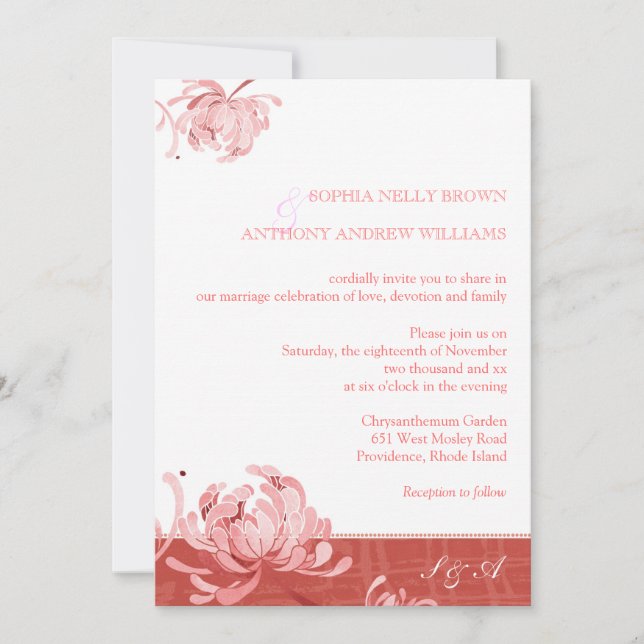 Invitación Boda Pink Floral MidSummer (Anverso)