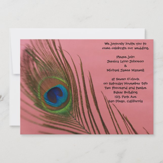 Invitación Boda Pink Peacock (Anverso)