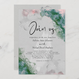 Invitación BODA Pino de Moda y Rubor Resumen de tinta de al